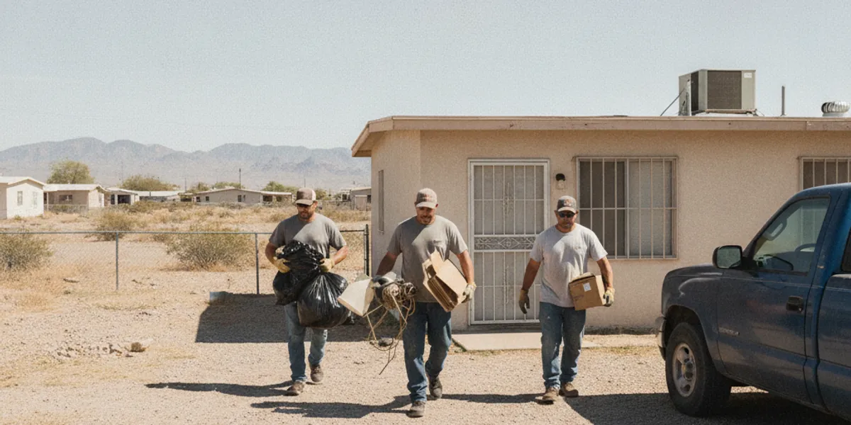 Same-day junk removal crew hauling items in Chaparral
